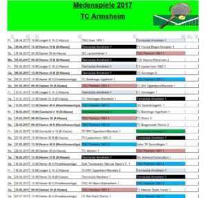 Spielplan 2017 TCA